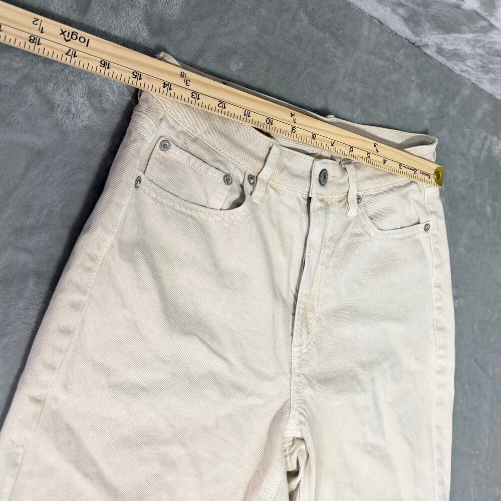 American Eagle Mom Jeans Cream Ivory High Rise Straight Leg Size 6 - Picture 8 of 9